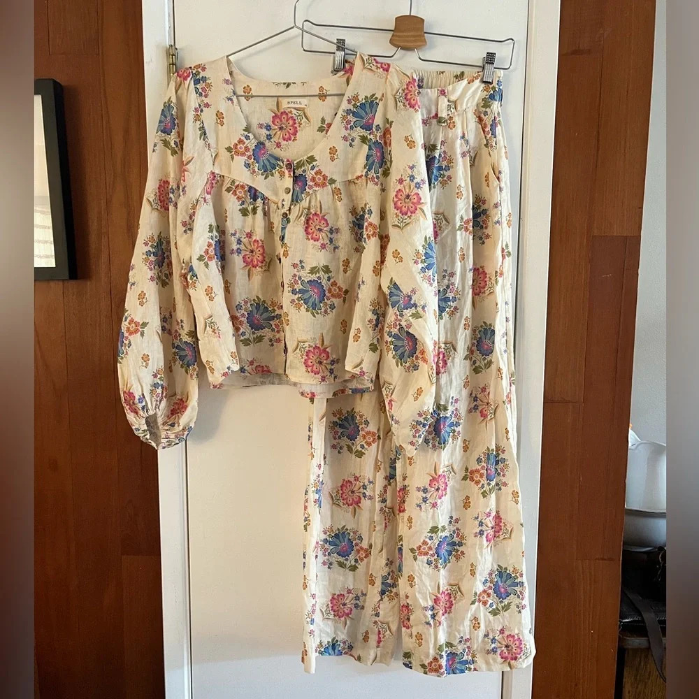 Spell Solstice Linen Set Blouse and Pants